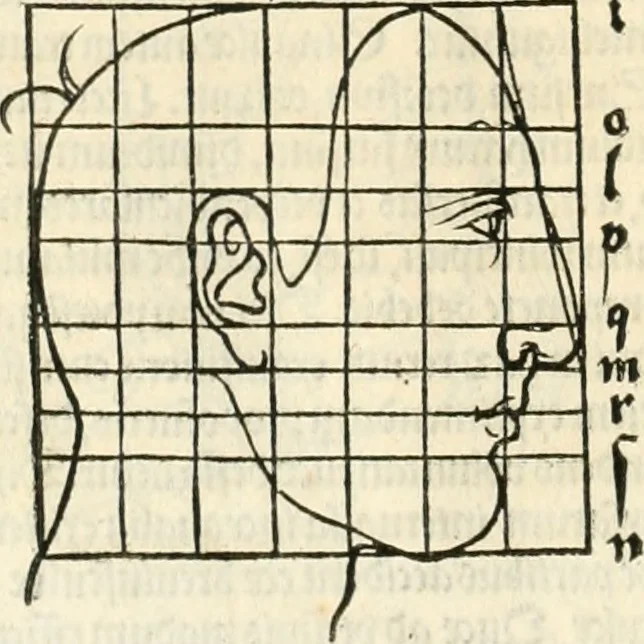 An illustration from Clariss[imi] pictoris et geometræ Alberti Dureri, De varietate figurarum et flexuris partium ac gestib[um] imaginum, : libri duo, cqui priorib[us] De symmetria quondam editis, nunc primum in latinum conversi accesserunt, 1534, leaf 25