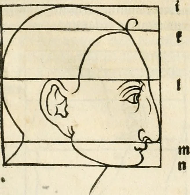 An illustration from Clariss[imi] pictoris et geometræ Alberti Dureri, De varietate figurarum et flexuris partium ac gestib[um] imaginum, : libri duo, cqui priorib[us] De symmetria quondam editis, nunc primum in latinum conversi accesserunt, 1534, leaf 28