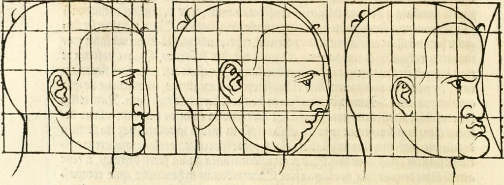 An illustration from Clariss[imi] pictoris et geometræ Alberti Dureri, De varietate figurarum et flexuris partium ac gestib[um] imaginum, : libri duo, cqui priorib[us] De symmetria quondam editis, nunc primum in latinum conversi accesserunt, 1534, leaf 31