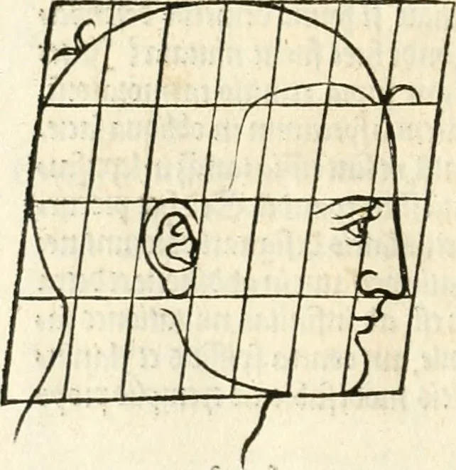 An illustration from Clariss[imi] pictoris et geometræ Alberti Dureri, De varietate figurarum et flexuris partium ac gestib[um] imaginum, : libri duo, cqui priorib[us] De symmetria quondam editis, nunc primum in latinum conversi accesserunt, 1534, leaf 31