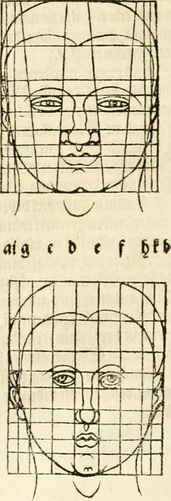 An illustration from Clariss[imi] pictoris et geometræ Alberti Dureri, De varietate figurarum et flexuris partium ac gestib[um] imaginum, : libri duo, cqui priorib[us] De symmetria quondam editis, nunc primum in latinum conversi accesserunt, 1534, leaf 37