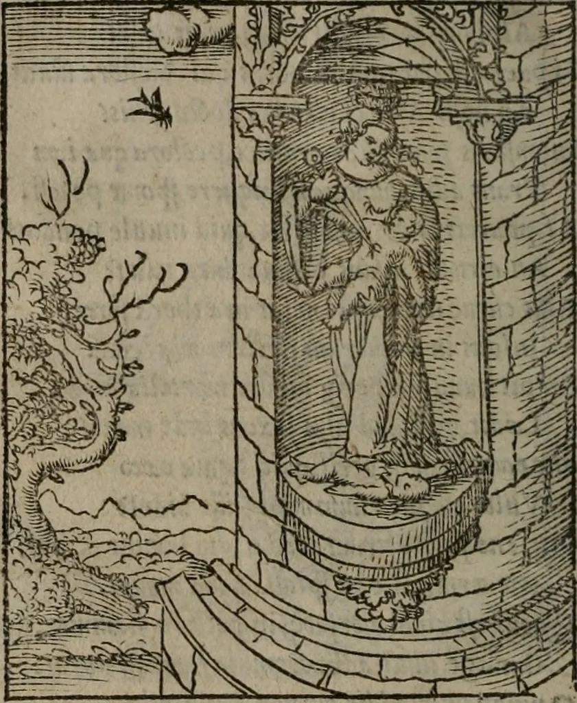 An illustration from Clarissimi Viri D. Andreae Alciati Emblematum libellus : vigilanter recognitus, & ab ipso iam authore locupletatus, 1542, leaf 105