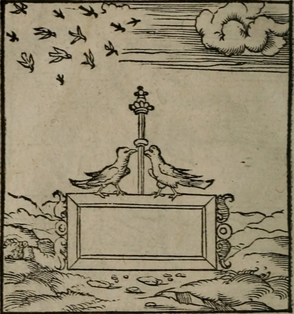 An illustration from Clarissimi Viri D. Andreae Alciati Emblematum libellus : vigilanter recognitus, & ab ipso iam authore locupletatus, 1542, leaf 11