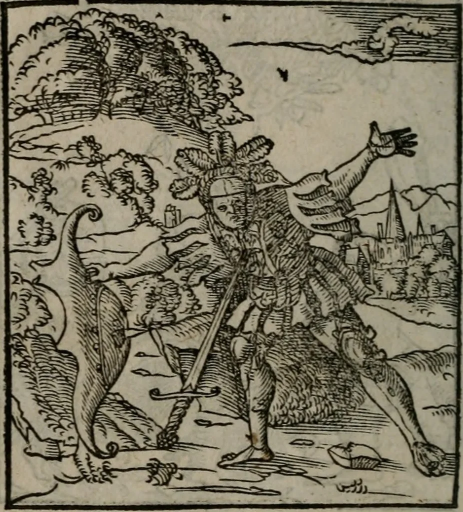 An illustration from Clarissimi Viri D. Andreae Alciati Emblematum libellus : vigilanter recognitus, & ab ipso iam authore locupletatus, 1542, leaf 45