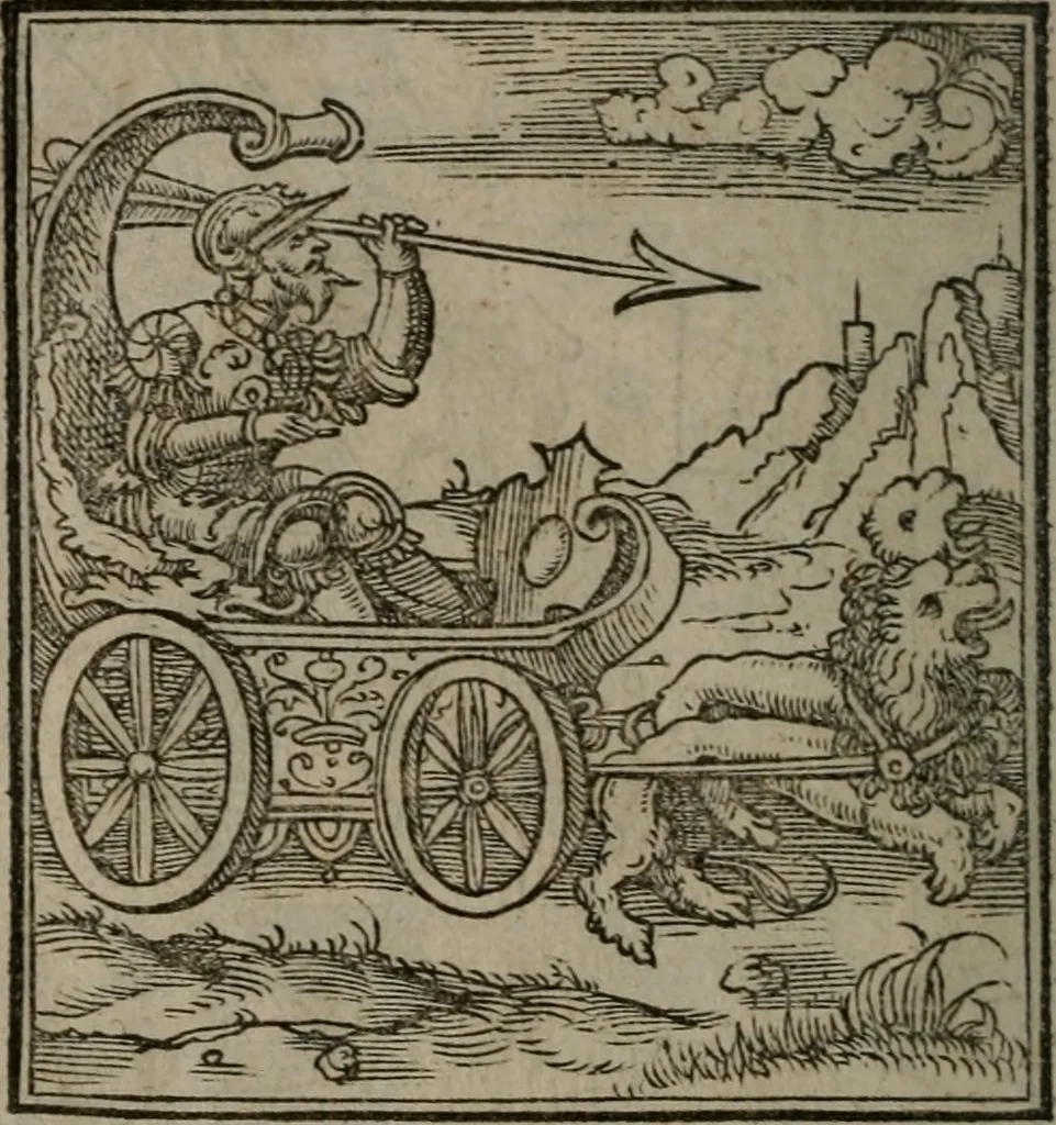 An illustration from Clarissimi Viri D. Andreae Alciati Emblematum libellus : vigilanter recognitus, & ab ipso iam authore locupletatus, 1542, leaf 9