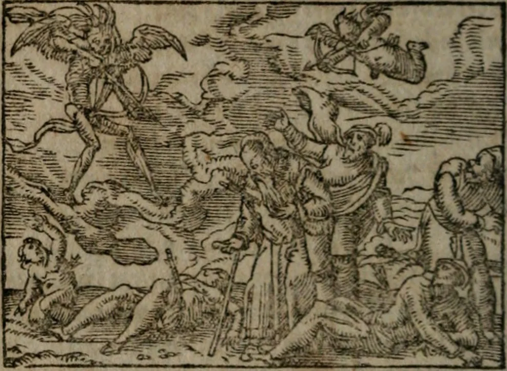 An illustration from Clariss. viri Dn. Andreae Alciati Emblematum libri duo : aucti & restituti, & perelegantibus figuris illustrati, cum succinctis commentariolis ..., 1639, leaf 117