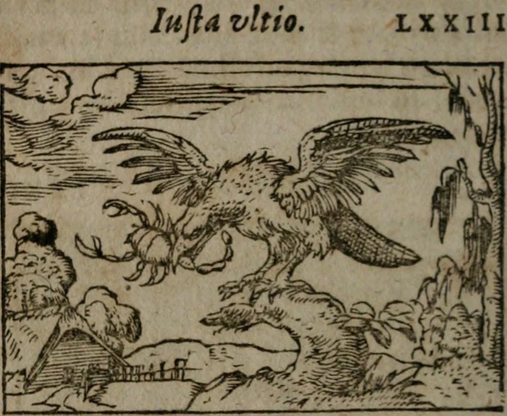 An illustration from Clariss. viri Dn. Andreae Alciati Emblematum libri duo : aucti & restituti, & perelegantibus figuris illustrati, cum succinctis commentariolis ..., 1639, leaf 129