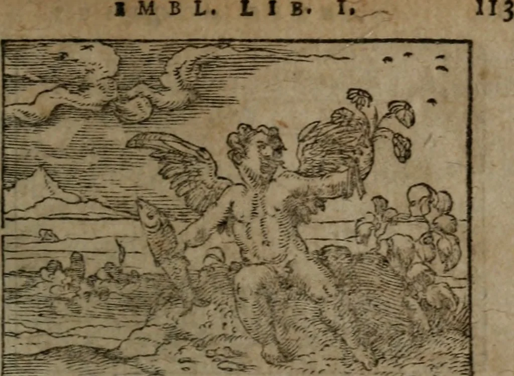 An illustration from Clariss. viri Dn. Andreae Alciati Emblematum libri duo : aucti & restituti, & perelegantibus figuris illustrati, cum succinctis commentariolis ..., 1639, leaf 132