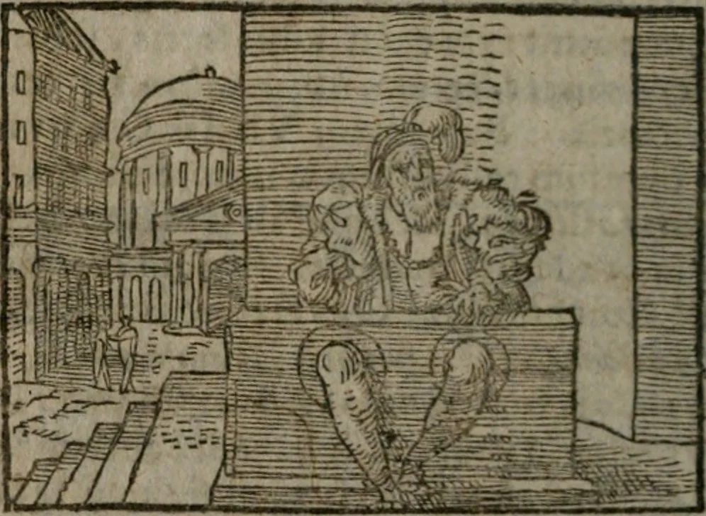 An illustration from Clariss. viri Dn. Andreae Alciati Emblematum libri duo : aucti & restituti, & perelegantibus figuris illustrati, cum succinctis commentariolis ..., 1639, leaf 185