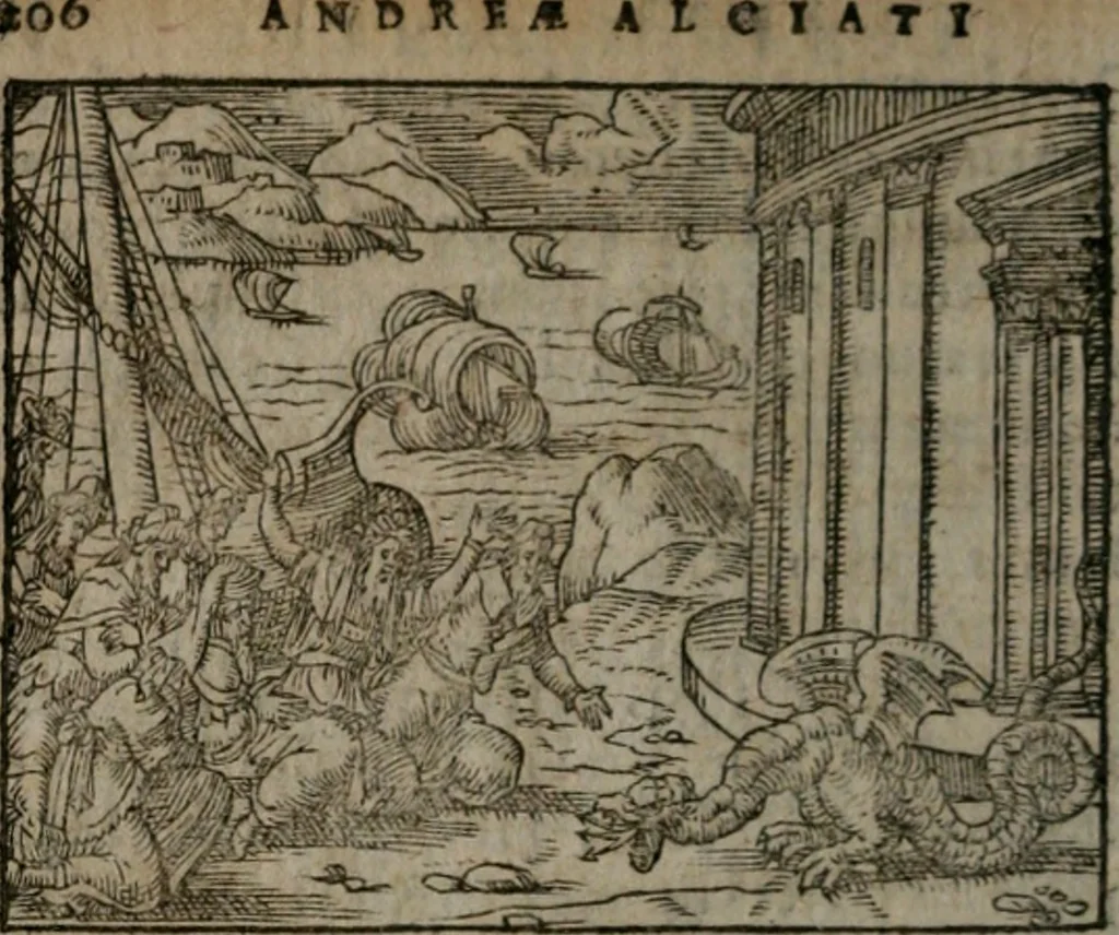 An illustration from Clariss. viri Dn. Andreae Alciati Emblematum libri duo : aucti & restituti, & perelegantibus figuris illustrati, cum succinctis commentariolis ..., 1639, leaf 225