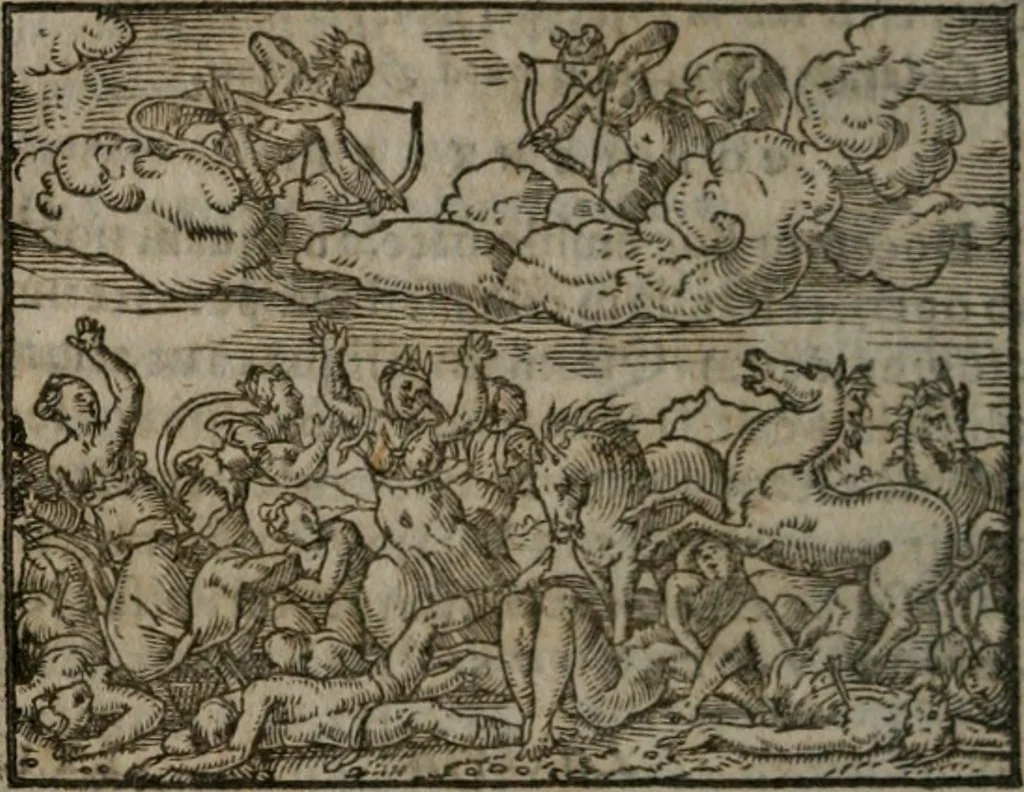 An illustration from Clariss. viri Dn. Andreae Alciati Emblematum libri duo : aucti & restituti, & perelegantibus figuris illustrati, cum succinctis commentariolis ..., 1639, leaf 239