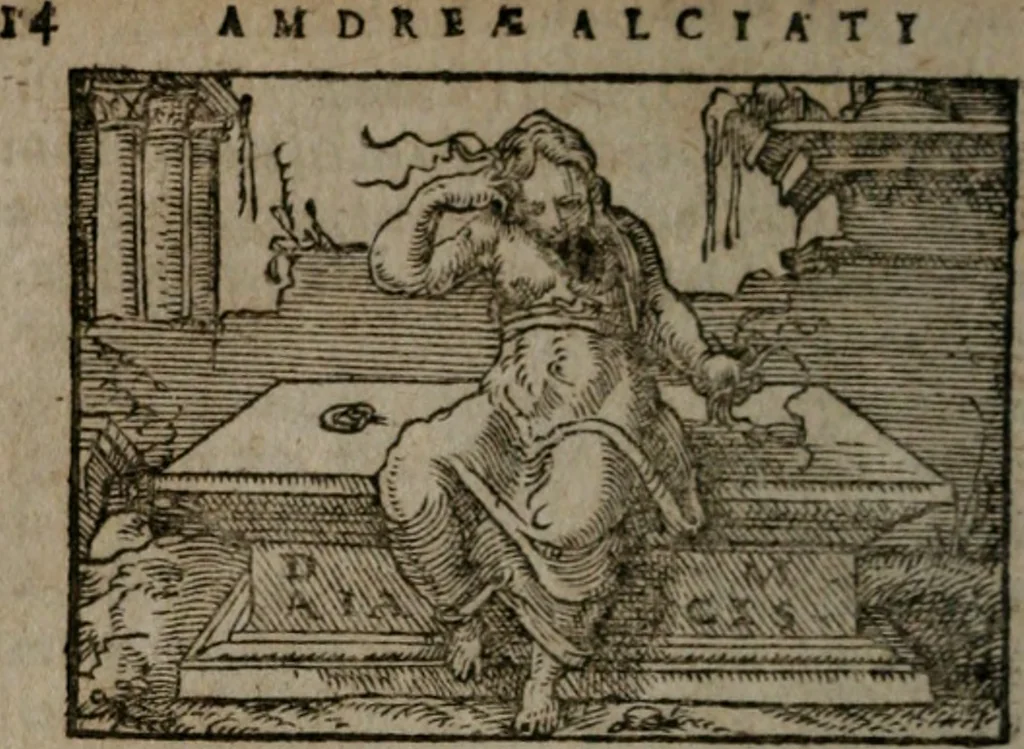 An illustration from Clariss. viri Dn. Andreae Alciati Emblematum libri duo : aucti & restituti, & perelegantibus figuris illustrati, cum succinctis commentariolis ..., 1639, leaf 33