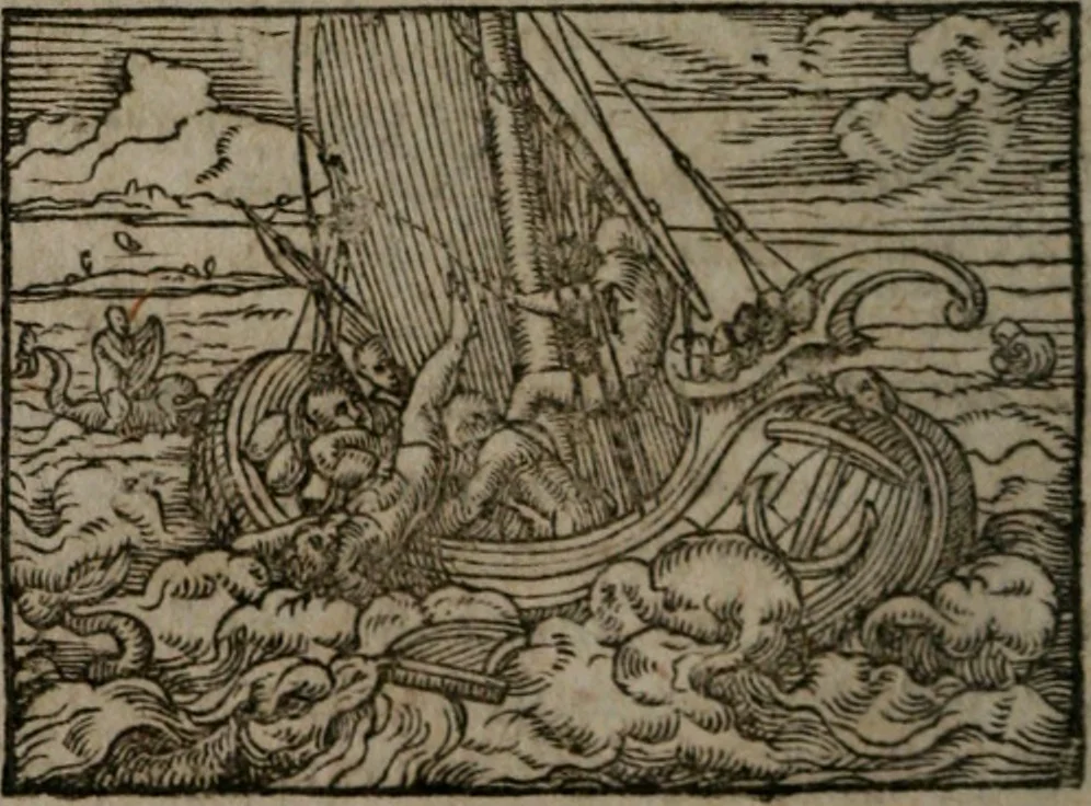 An illustration from Clariss. viri Dn. Andreae Alciati Emblematum libri duo : aucti & restituti, & perelegantibus figuris illustrati, cum succinctis commentariolis ..., 1639, leaf 35