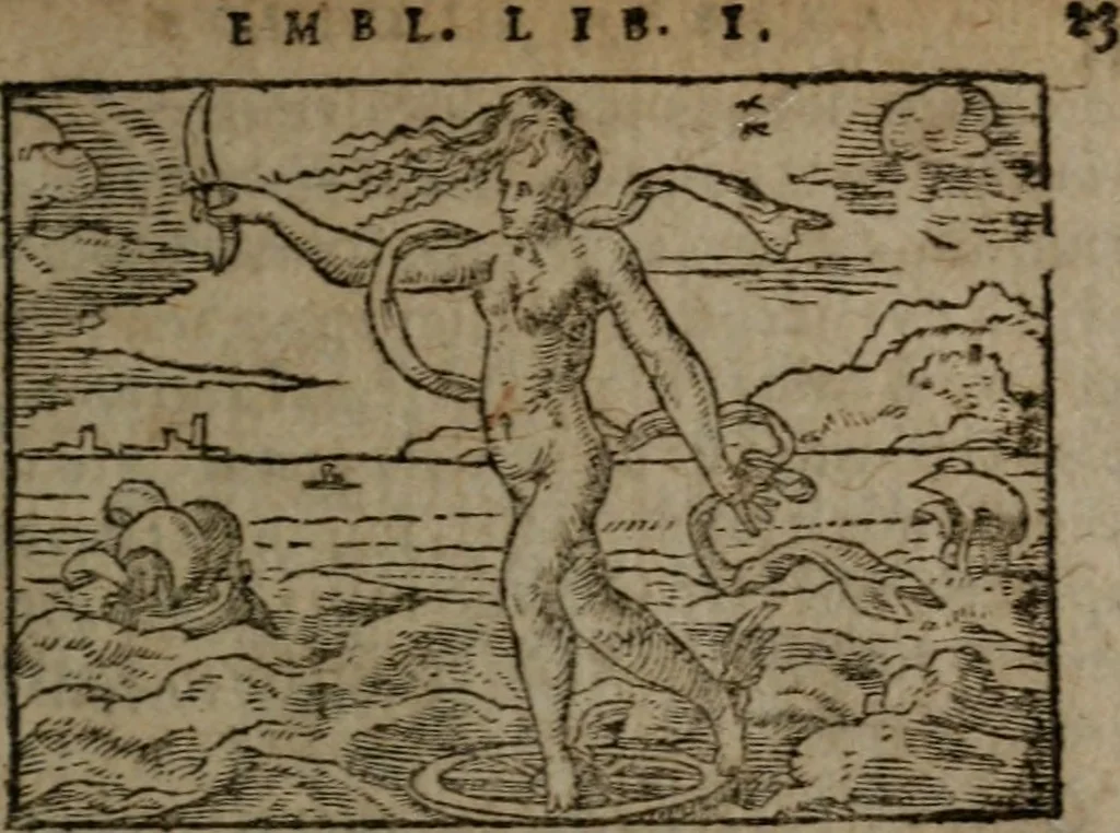 An illustration from Clariss. viri Dn. Andreae Alciati Emblematum libri duo : aucti & restituti, & perelegantibus figuris illustrati, cum succinctis commentariolis ..., 1639, leaf 42