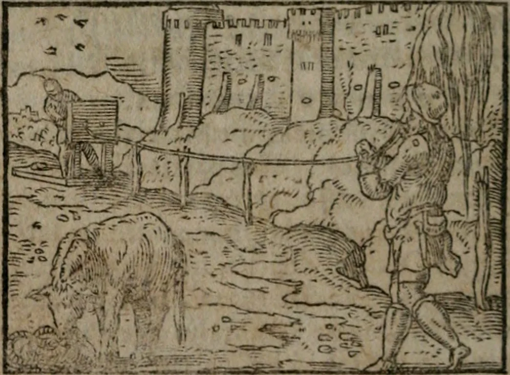 An illustration from Clariss. viri Dn. Andreae Alciati Emblematum libri duo : aucti & restituti, & perelegantibus figuris illustrati, cum succinctis commentariolis ..., 1639, leaf 43