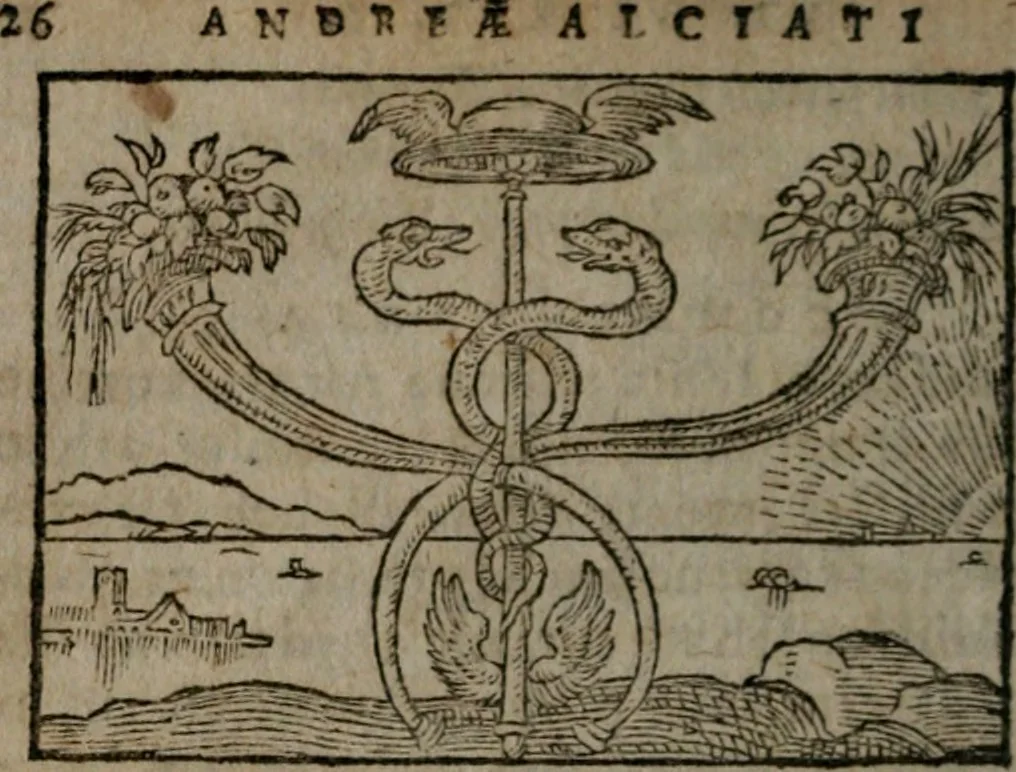 An illustration from Clariss. viri Dn. Andreae Alciati Emblematum libri duo : aucti & restituti, & perelegantibus figuris illustrati, cum succinctis commentariolis ..., 1639, leaf 45