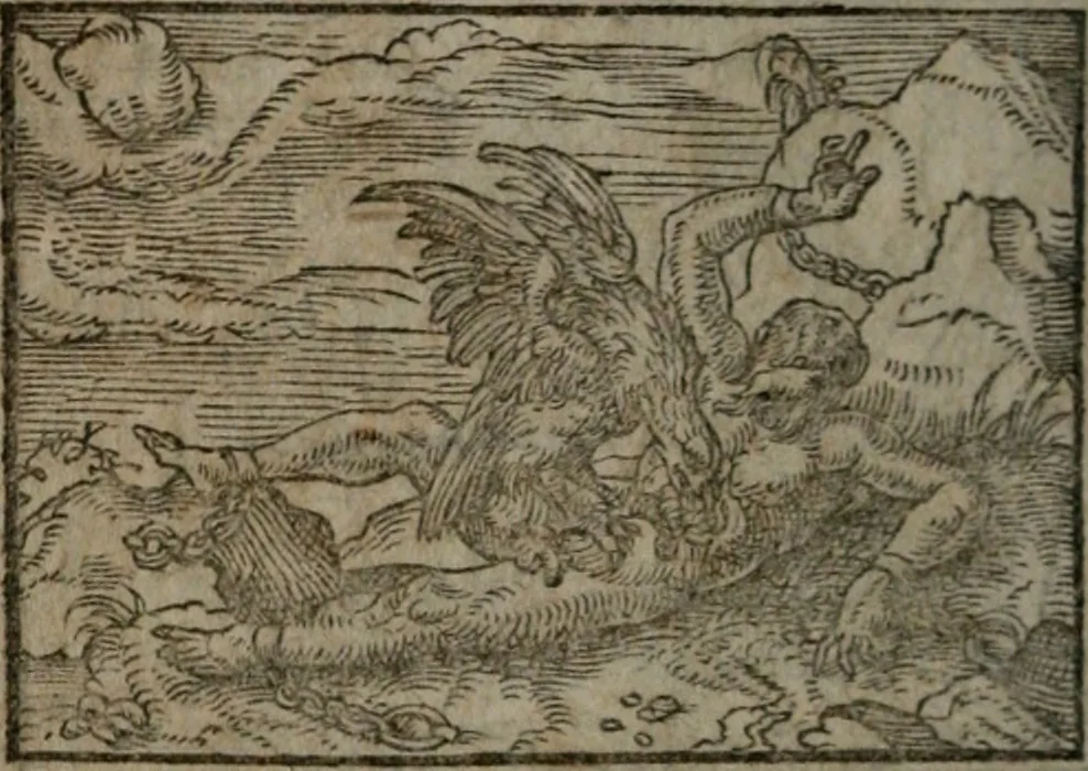 An illustration from Clariss. viri Dn. Andreae Alciati Emblematum libri duo : aucti & restituti, & perelegantibus figuris illustrati, cum succinctis commentariolis ..., 1639, leaf 59