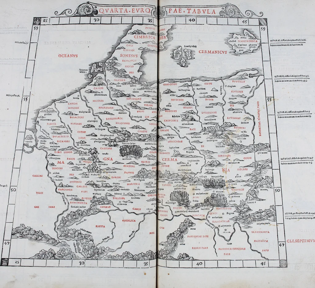 An illustration from Claudii Ptholemaei Alexandrini Liber geographiae cum tabulis et uniuersali figura : et cum additione locorum quae a recentioribus reperta sunt diligenti cura emendatus et impressus, 1511, leaf 138