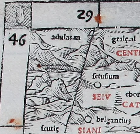 An illustration from Claudii Ptholemaei Alexandrini Liber geographiae cum tabulis et uniuersali figura : et cum additione locorum quae a recentioribus reperta sunt diligenti cura emendatus et impressus, 1511, leaf 142