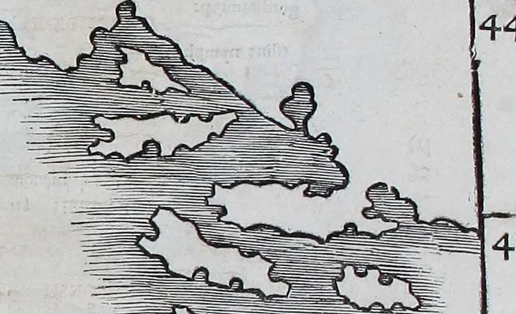 An illustration from Claudii Ptholemaei Alexandrini Liber geographiae cum tabulis et uniuersali figura : et cum additione locorum quae a recentioribus reperta sunt diligenti cura emendatus et impressus, 1511, leaf 142