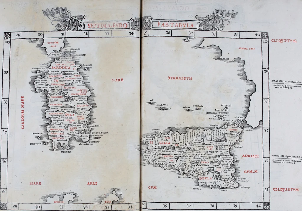 An illustration from Claudii Ptholemaei Alexandrini Liber geographiae cum tabulis et uniuersali figura : et cum additione locorum quae a recentioribus reperta sunt diligenti cura emendatus et impressus, 1511, leaf 144
