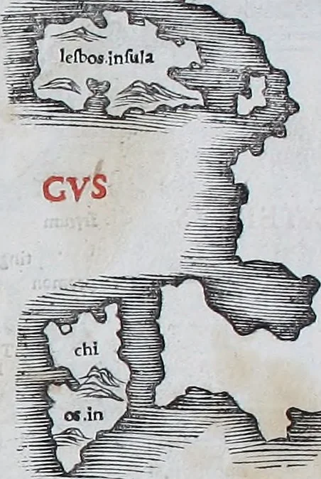 An illustration from Claudii Ptholemaei Alexandrini Liber geographiae cum tabulis et uniuersali figura : et cum additione locorum quae a recentioribus reperta sunt diligenti cura emendatus et impressus, 1511, leaf 150