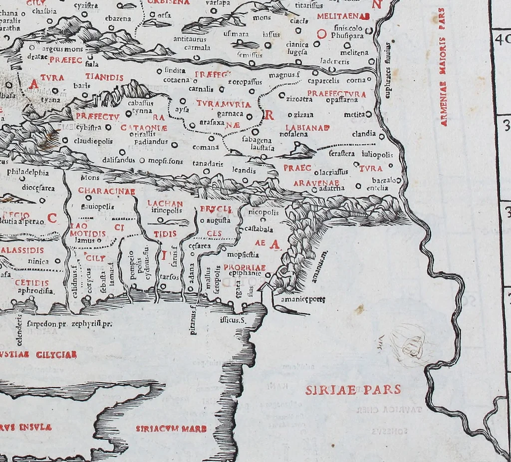 An illustration from Claudii Ptholemaei Alexandrini Liber geographiae cum tabulis et uniuersali figura : et cum additione locorum quae a recentioribus reperta sunt diligenti cura emendatus et impressus, 1511, leaf 160