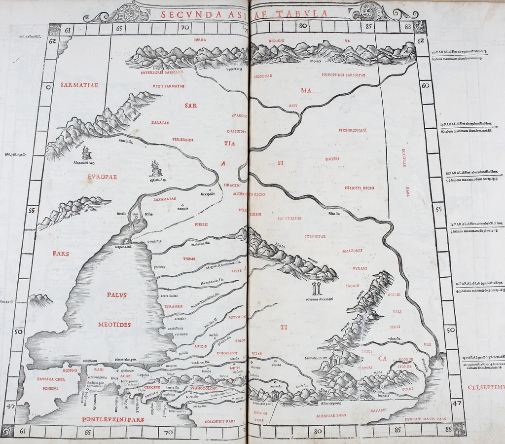An illustration from Claudii Ptholemaei Alexandrini Liber geographiae cum tabulis et uniuersali figura : et cum additione locorum quae a recentioribus reperta sunt diligenti cura emendatus et impressus, 1511, leaf 162