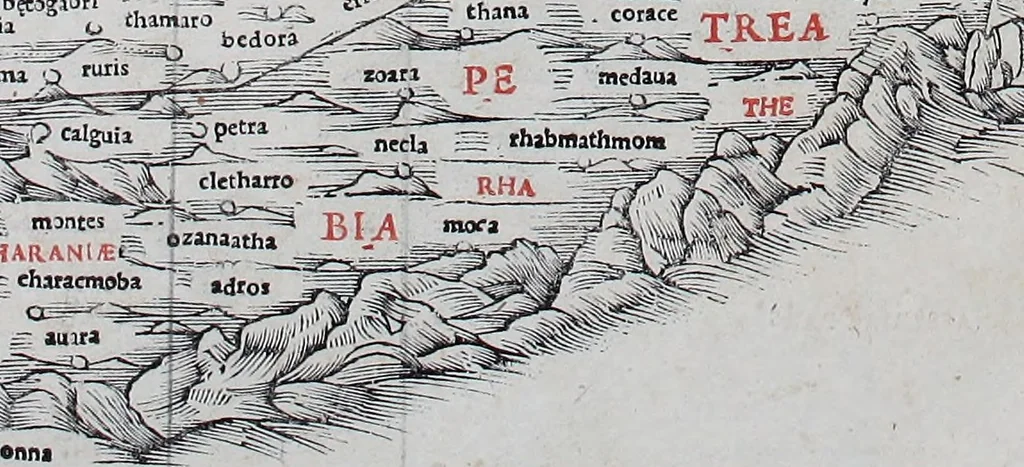 An illustration from Claudii Ptholemaei Alexandrini Liber geographiae cum tabulis et uniuersali figura : et cum additione locorum quae a recentioribus reperta sunt diligenti cura emendatus et impressus, 1511, leaf 166