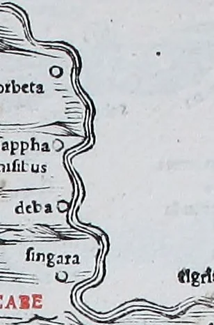 An illustration from Claudii Ptholemaei Alexandrini Liber geographiae cum tabulis et uniuersali figura : et cum additione locorum quae a recentioribus reperta sunt diligenti cura emendatus et impressus, 1511, leaf 166