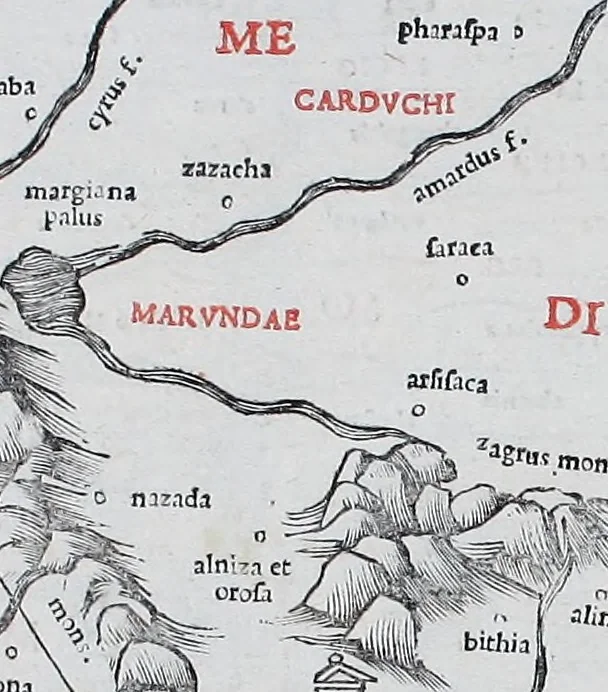 An illustration from Claudii Ptholemaei Alexandrini Liber geographiae cum tabulis et uniuersali figura : et cum additione locorum quae a recentioribus reperta sunt diligenti cura emendatus et impressus, 1511, leaf 168