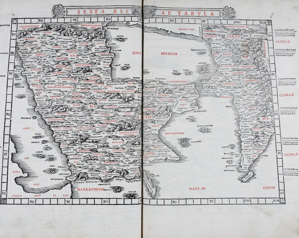 An illustration from Claudii Ptholemaei Alexandrini Liber geographiae cum tabulis et uniuersali figura : et cum additione locorum quae a recentioribus reperta sunt diligenti cura emendatus et impressus, 1511, leaf 170