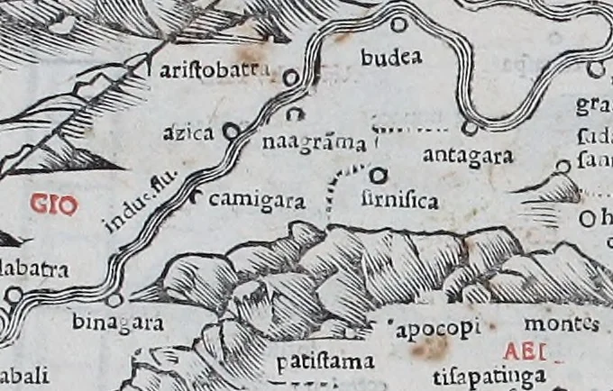 An illustration from Claudii Ptholemaei Alexandrini Liber geographiae cum tabulis et uniuersali figura : et cum additione locorum quae a recentioribus reperta sunt diligenti cura emendatus et impressus, 1511, leaf 178