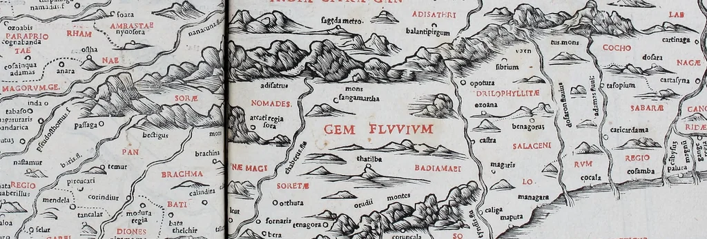 An illustration from Claudii Ptholemaei Alexandrini Liber geographiae cum tabulis et uniuersali figura : et cum additione locorum quae a recentioribus reperta sunt diligenti cura emendatus et impressus, 1511, leaf 178