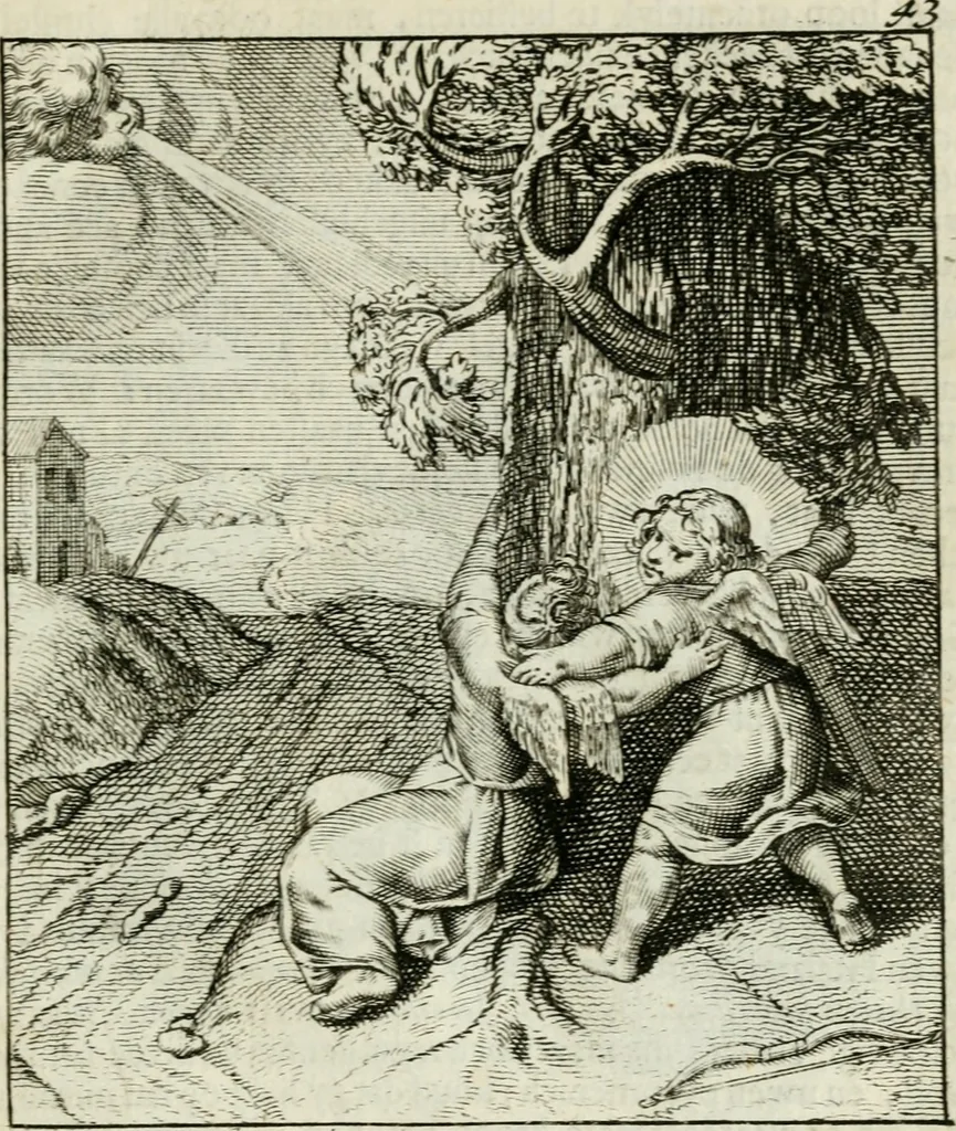 An illustration from Cl. Bruins Aanmerkingen op Otto van Veens Zinnebeelden der goddelyke liefde, 1726, leaf 102