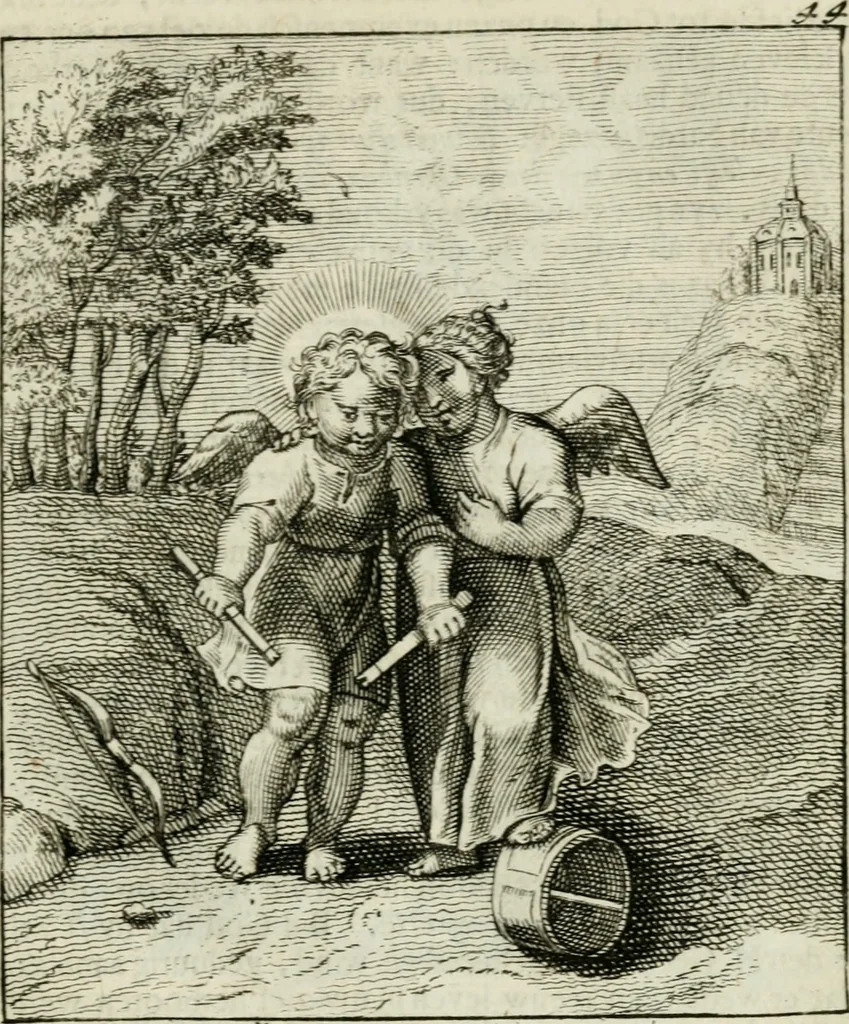 An illustration from Cl. Bruins Aanmerkingen op Otto van Veens Zinnebeelden der goddelyke liefde, 1726, leaf 104