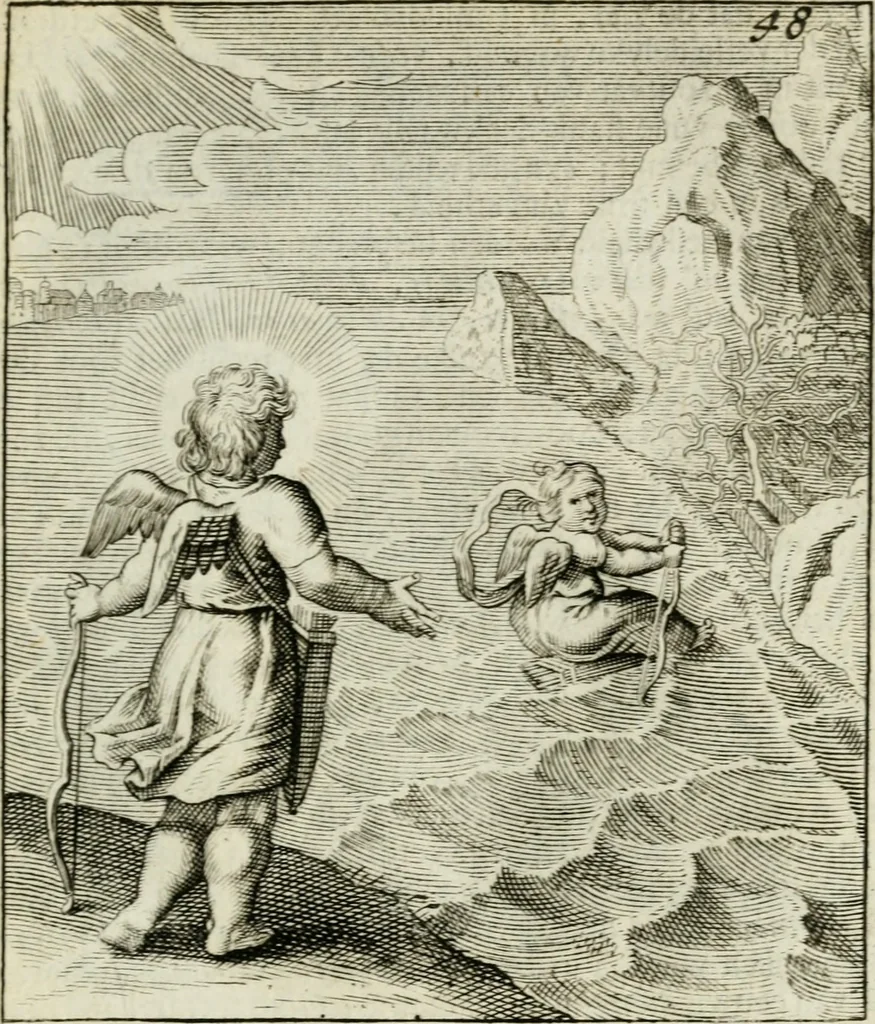 An illustration from Cl. Bruins Aanmerkingen op Otto van Veens Zinnebeelden der goddelyke liefde, 1726, leaf 112