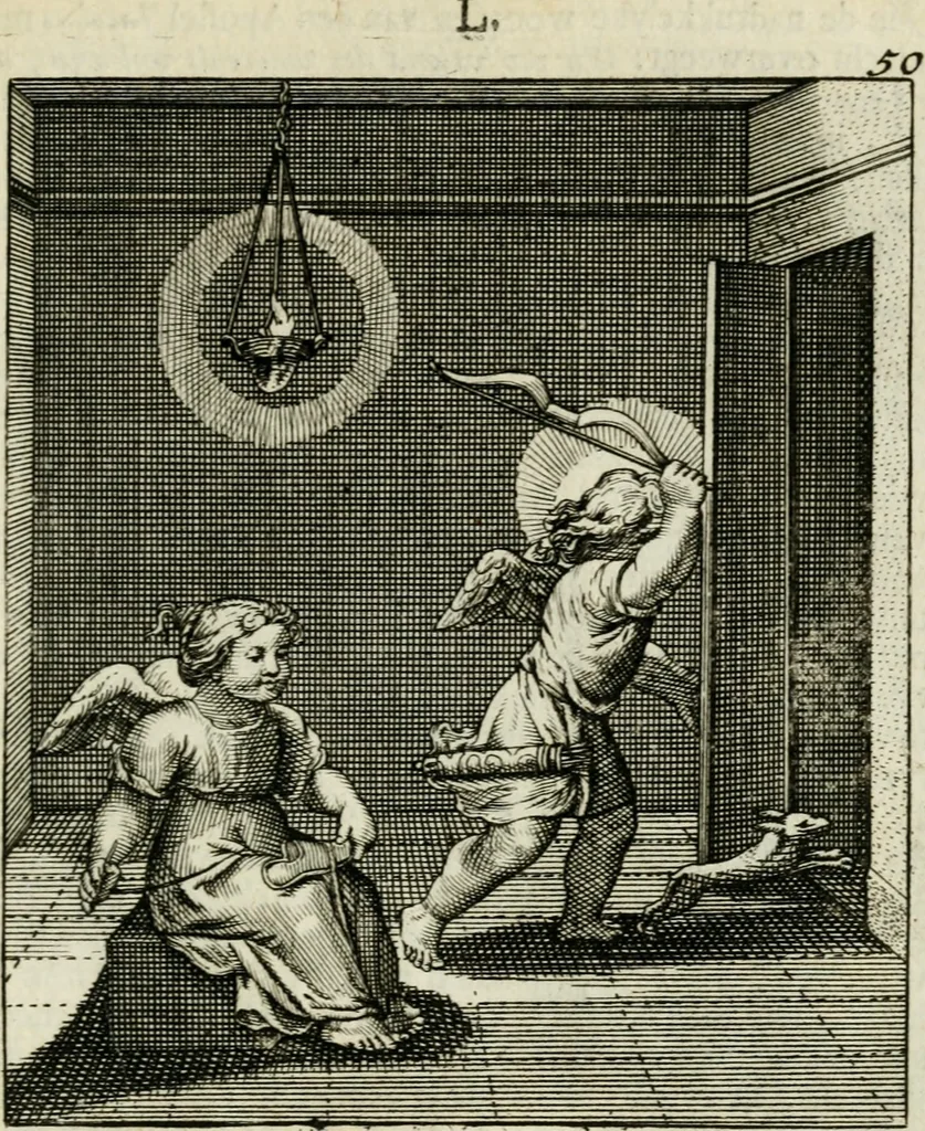 An illustration from Cl. Bruins Aanmerkingen op Otto van Veens Zinnebeelden der goddelyke liefde, 1726, leaf 116