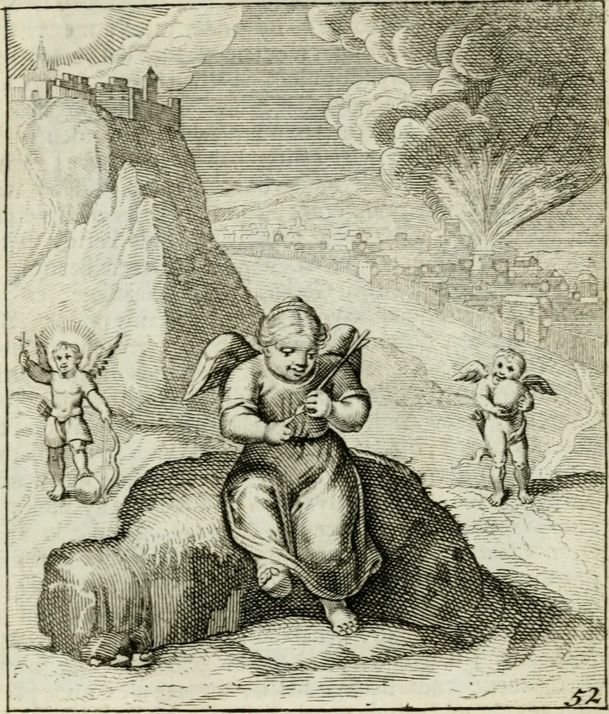 An illustration from Cl. Bruins Aanmerkingen op Otto van Veens Zinnebeelden der goddelyke liefde, 1726, leaf 120