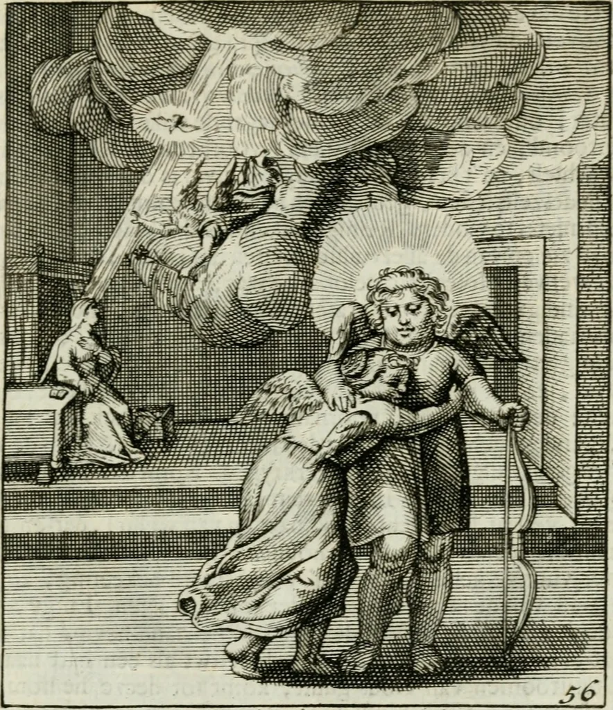An illustration from Cl. Bruins Aanmerkingen op Otto van Veens Zinnebeelden der goddelyke liefde, 1726, leaf 128