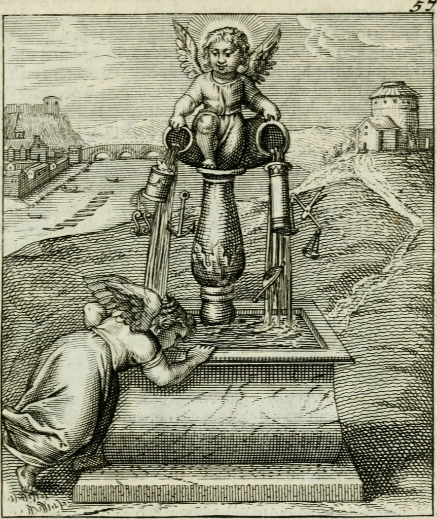 An illustration from Cl. Bruins Aanmerkingen op Otto van Veens Zinnebeelden der goddelyke liefde, 1726, leaf 130