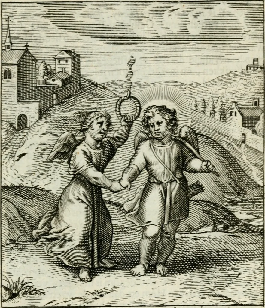 An illustration from Cl. Bruins Aanmerkingen op Otto van Veens Zinnebeelden der goddelyke liefde, 1726, leaf 132
