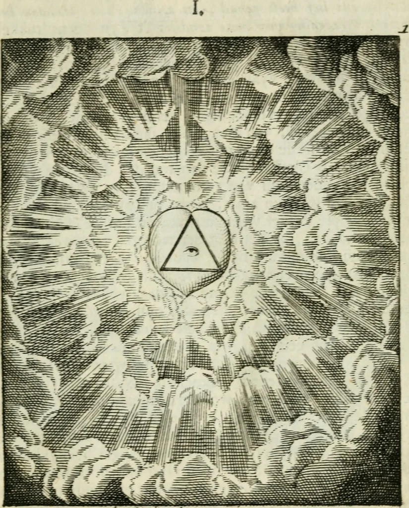 An illustration from Cl. Bruins Aanmerkingen op Otto van Veens Zinnebeelden der goddelyke liefde, 1726, leaf 18