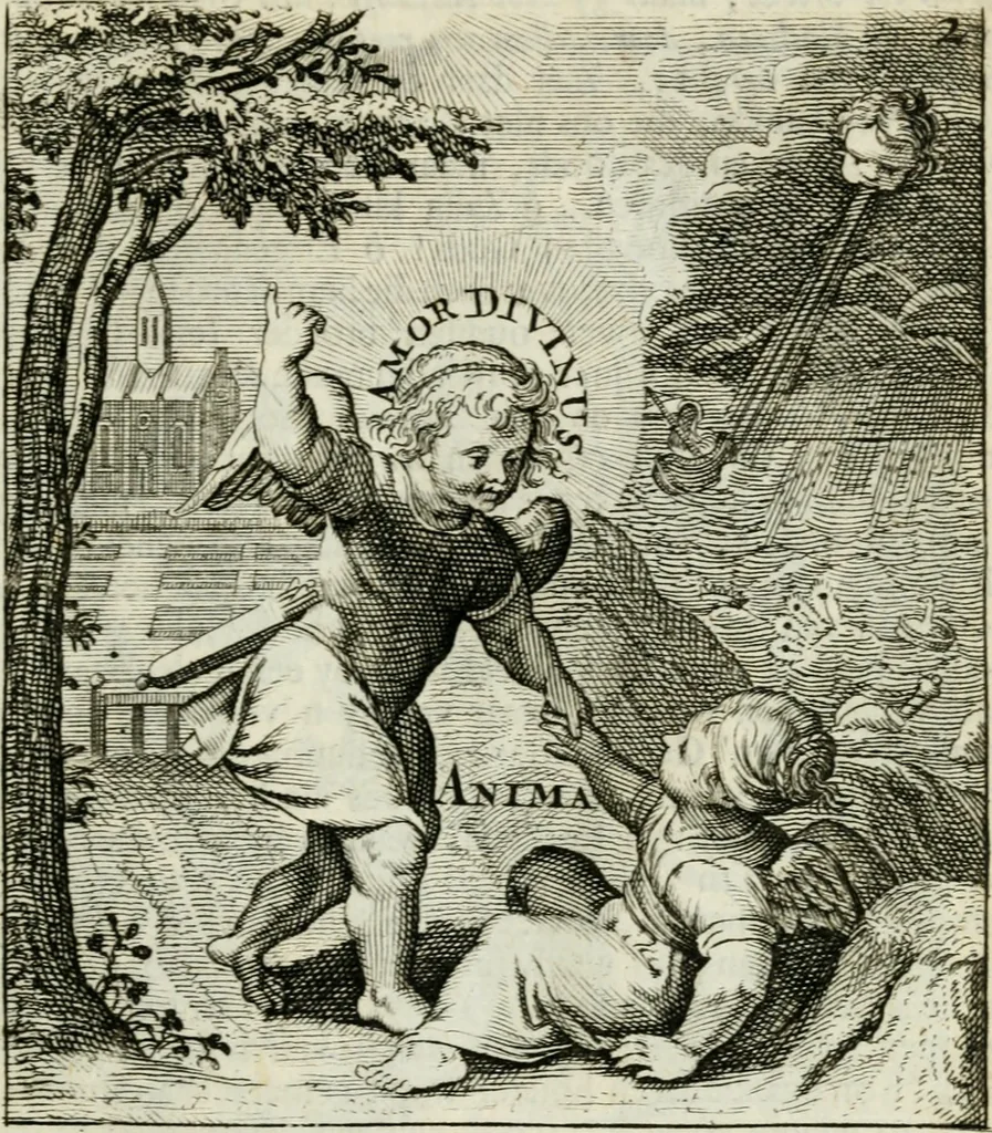 An illustration from Cl. Bruins Aanmerkingen op Otto van Veens Zinnebeelden der goddelyke liefde, 1726, leaf 20