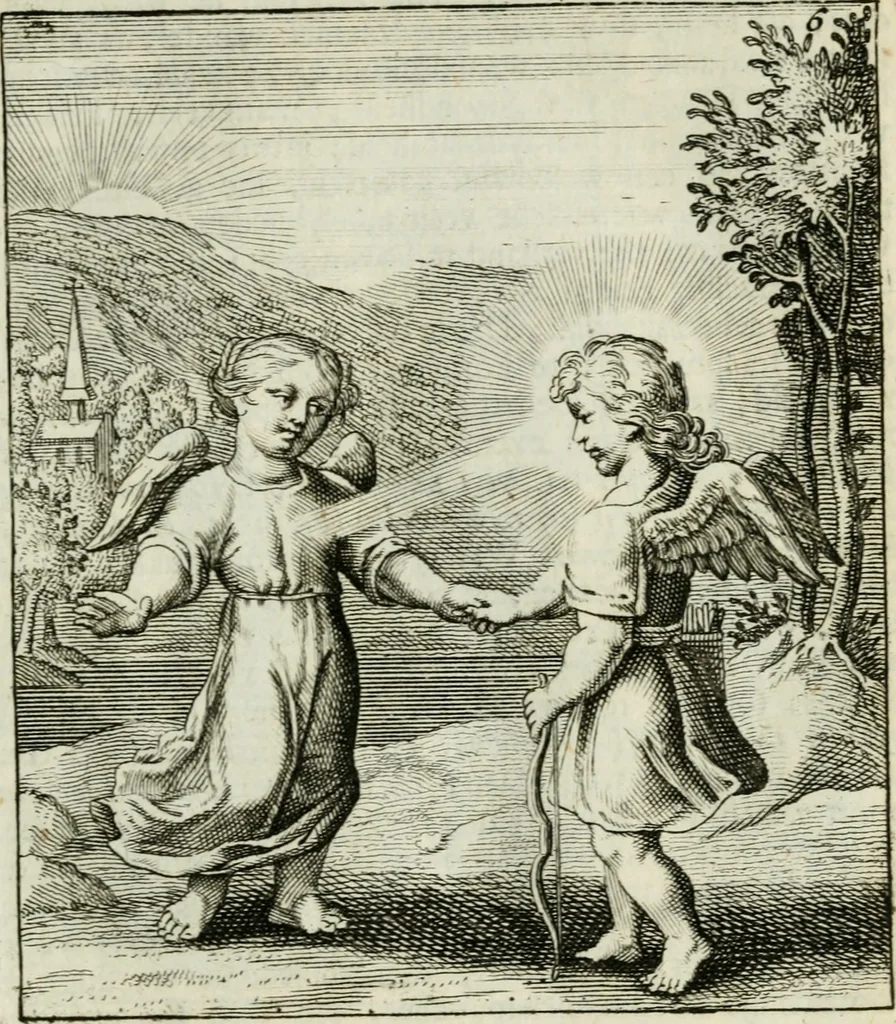 An illustration from Cl. Bruins Aanmerkingen op Otto van Veens Zinnebeelden der goddelyke liefde, 1726, leaf 28