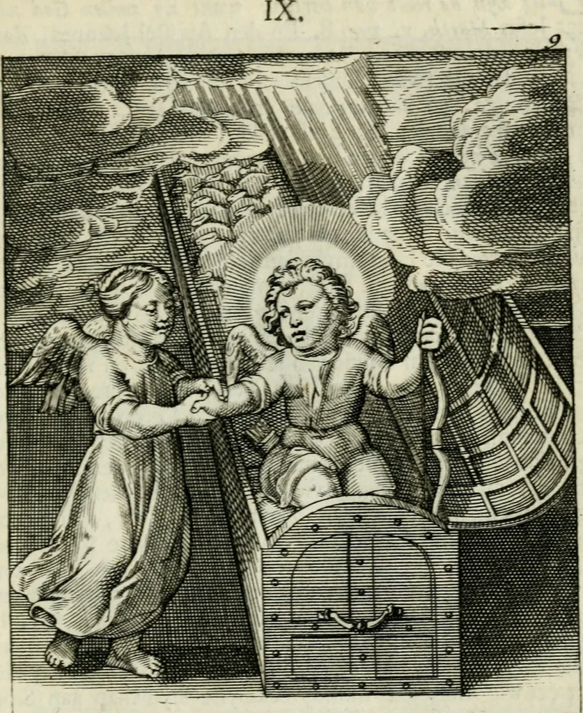 An illustration from Cl. Bruins Aanmerkingen op Otto van Veens Zinnebeelden der goddelyke liefde, 1726, leaf 34