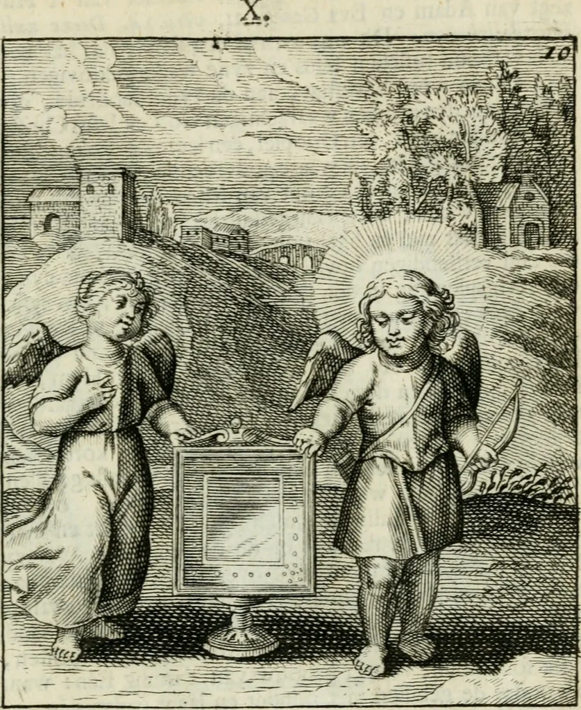 An illustration from Cl. Bruins Aanmerkingen op Otto van Veens Zinnebeelden der goddelyke liefde, 1726, leaf 36