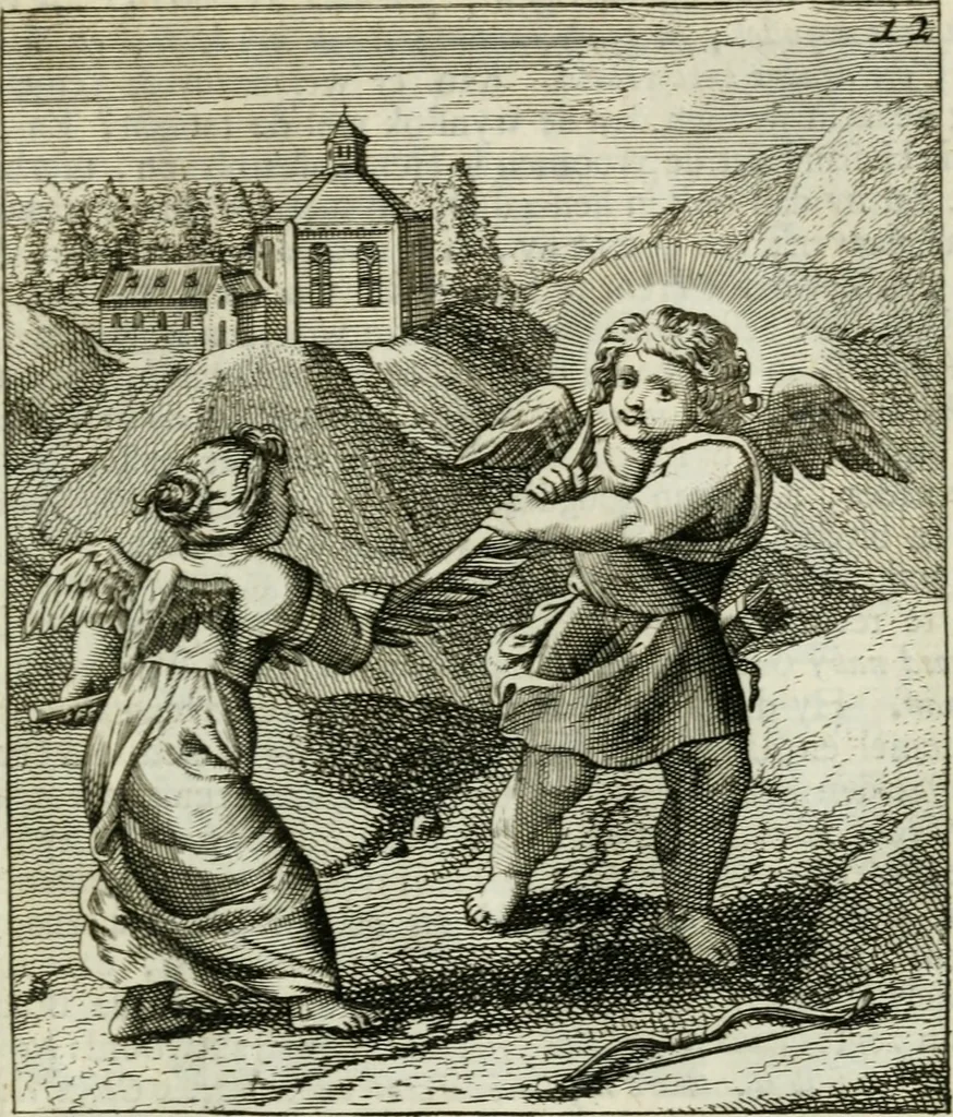 An illustration from Cl. Bruins Aanmerkingen op Otto van Veens Zinnebeelden der goddelyke liefde, 1726, leaf 40