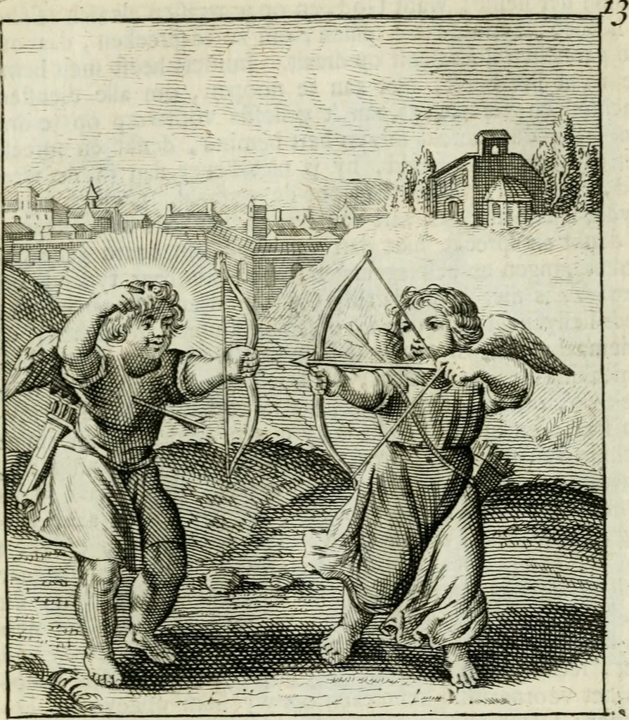 An illustration from Cl. Bruins Aanmerkingen op Otto van Veens Zinnebeelden der goddelyke liefde, 1726, leaf 42