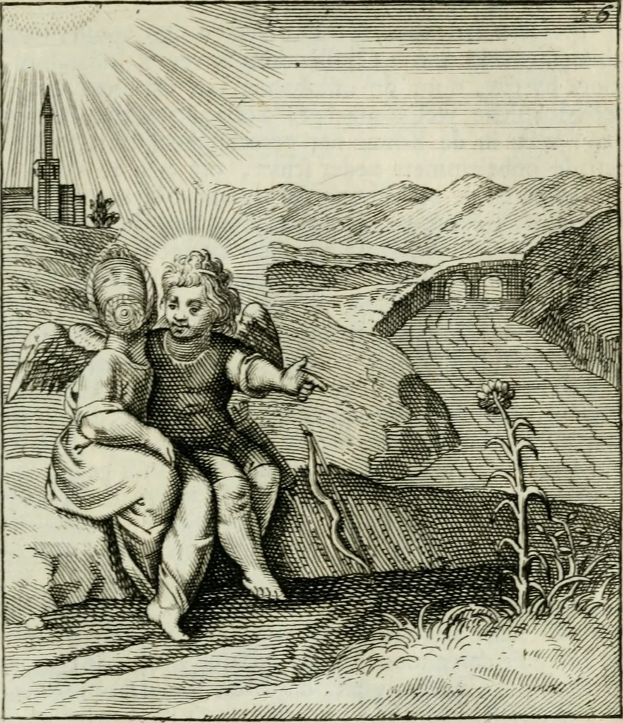 An illustration from Cl. Bruins Aanmerkingen op Otto van Veens Zinnebeelden der goddelyke liefde, 1726, leaf 48